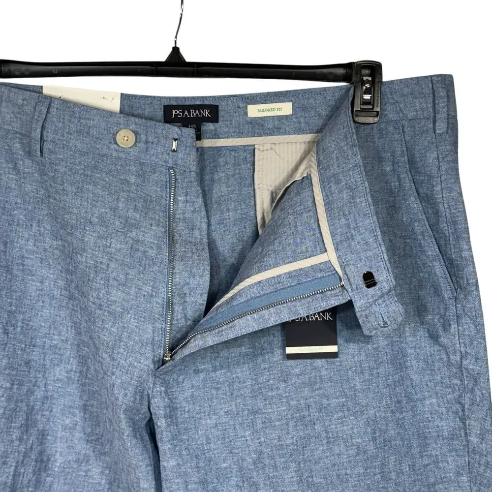 Jos. A. Bank Mens SZ 44 Linen Blend Shorts Tailored Fit Pockets Lightweight Blue